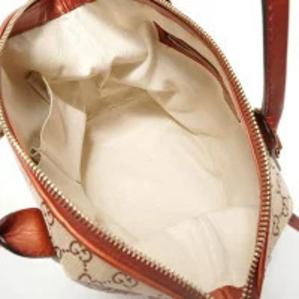 Gucci GG Canvas Glitter Heart Charm Tote Bag Brown - Picture 10 of 11